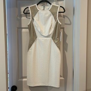 NWT Julia Jordan ivory tan snake embossed sheath dress size 2